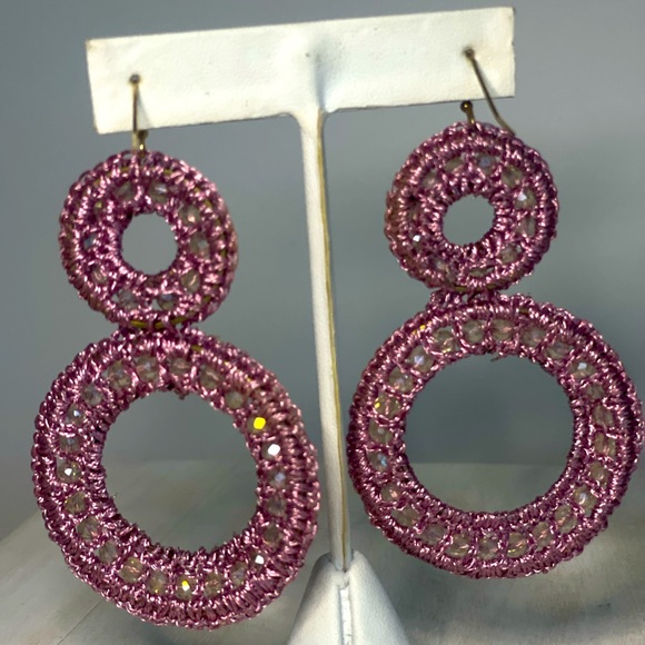 Free People, Boho Lightweight, Lavender W Delicate beading, Dangle Earrings New - Picture 4 of 8